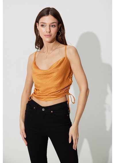 Sherin Taba Yanları Büzgülü Askılı Büstiyer SS23CT4735TA-TABA