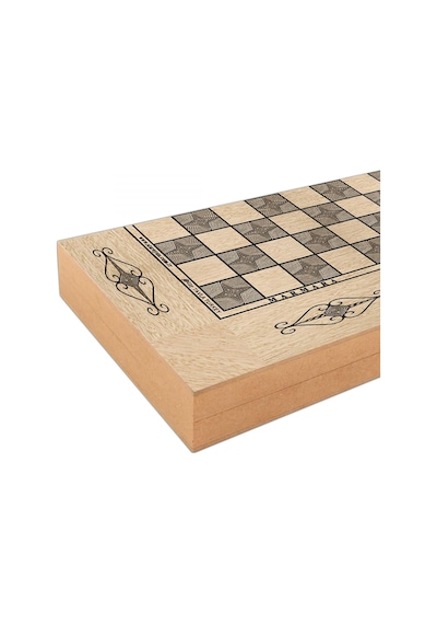Star Marmara Yakma Ahşap Tavla 12 Mm Mdf Kasa, Parlak Selefon Kaplama, 36 Mm Krem & Siyah