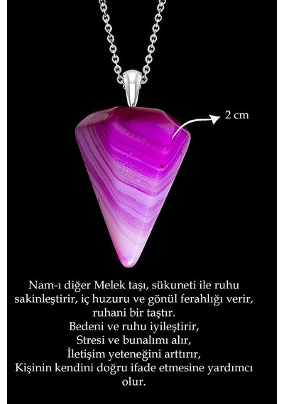 Erilsa Sertifikalı Damarlı Pembe Akik Taşı Pandül Kolye Çok Renkli