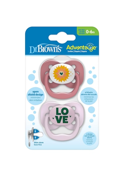 Dr. Brown's Advantage Yalancı Emzik - 1. Evre, Pembe, İkili Paket