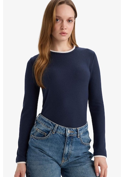 Defacto Regular Fit Bisiklet Yaka Uzun Kollu Tişört Tunik G5061ax25wnnv173 Lacivert-nv173