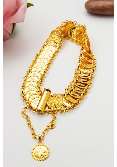 22 Ayar Altın 12,5 Gram Pullu Tuğralı Bilezik Lkblk1248