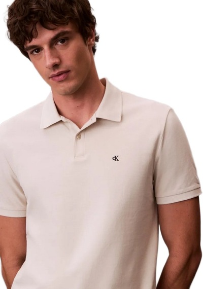 Calvin Klein Lv040em269 Ss Monogram Pique Erkek Polo Tişört Krem