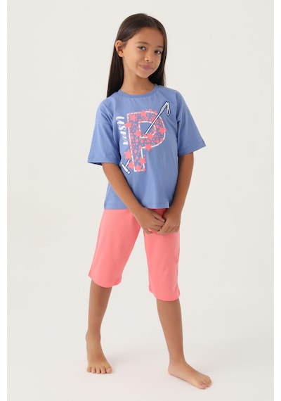 U.S. Polo Assn. Kız Çocuk Mavi Capri Alt Üst Takım 50315467-VR036
