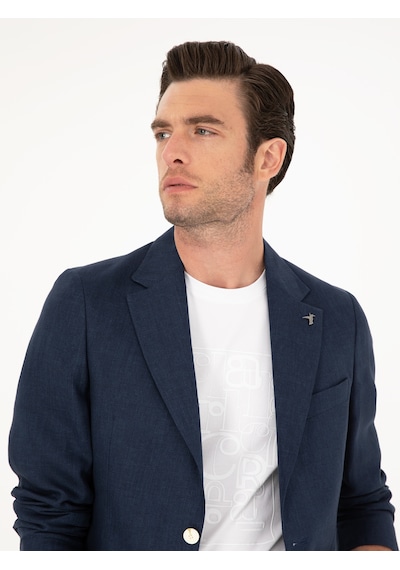 Cacharel Lacivert Slim Fit %100 Keten Ceket