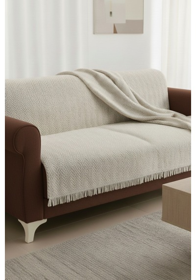 Pamuklu Koltuk Örtüsü 170x210 Cm Tekli&üçlü Koltuk,çekyat Ve Berjer İçin Krem