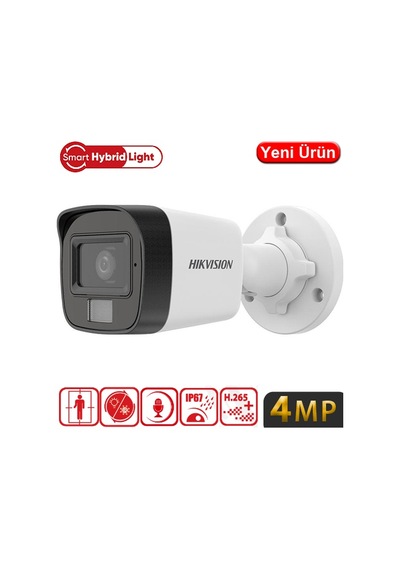 Hikvision Ds-2cd1041g2-lıuf 4mp 2.8mm Smart Hibrit Light Sesli Poe Ir Bullet Kamera 20mt