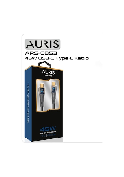 Auris ARS-CB53 45 W Usb-c To Usb-c Hasır Işıklı Şarj Kablosu 1 M