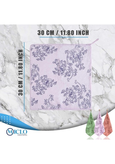 Lexroo Premium Kalite Desenli Kadife Mutfak Bezi Leke Tutmaz-koku Yapmaz X3 Adet 30x40cm Çok Renkli