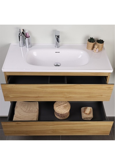 Kobos Lignum 100 Cm Banyo Dolabı Seti Meguro Ahşap