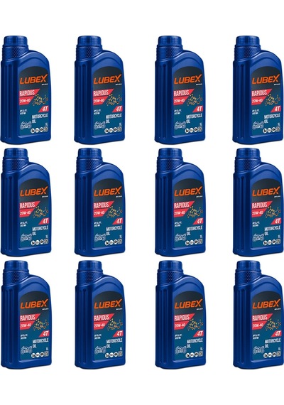 Lubex Rapidus 20W-40 1 L 4 Zamanlı Motosiklet Yağı (12 Adet)