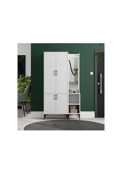 Mezza Set 5030-5040 Royal Sağ Aynali 4 Kapakli 5 Askili 2 Rafli Portmanto Beyaz Diğer