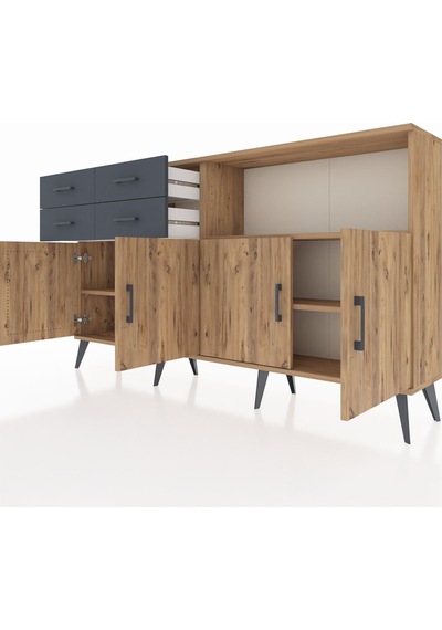 Arges Konsol 4 Raflı 4 Çekmeceli 4 Kapaklı 176x30x99 Çam-çam/antrasit Atlas Çam/antrasıt - Atlas Çam Arges Konsol 4 Raflı 4 Çekmeceli 4 Kapaklı 176x30x99 Çam-çam/antrasit Atlas Çam/antrasıt - Atlas Çam