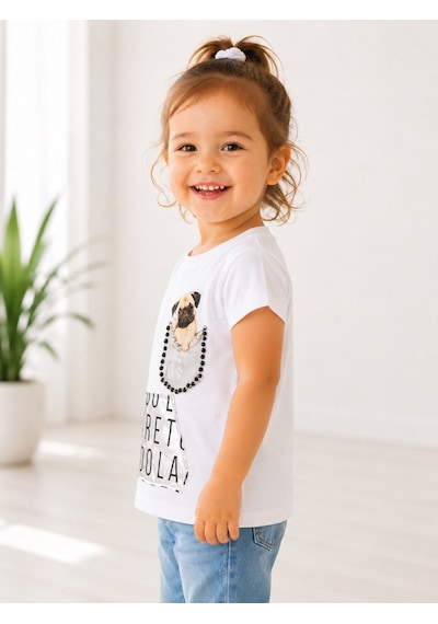 Stsahra Kız Çocuk Beyaz T-shirt