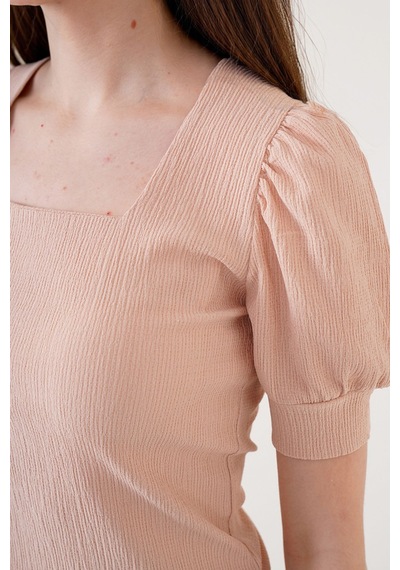 Hiccup Bdart Slim Fit Kare Yaka Bluz Kunduz Kahverengisi