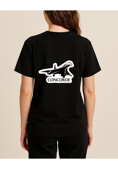 Renkli Uçak Baskılı Tasarımlı T-shirt Siyah