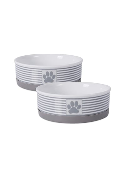 Dry Paw & Patch Seramik Evcil Hayvan Koleksiyonu, Orta Set, 15x5 Cm, Gri, 2 Parça Acı Kahve