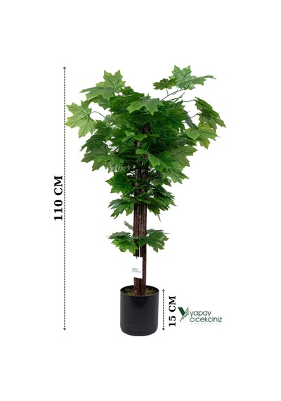 Yapay Çiçekçiniz Çim Detaylı Saksıda 110 Cm Yapay Çınar Ağacı