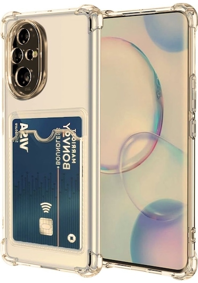 Honor 200 Pro Kılıf Darbe Emici Köşe Korumalı Kartlıklı Cüzdanlı Silikon Kapak - Füme