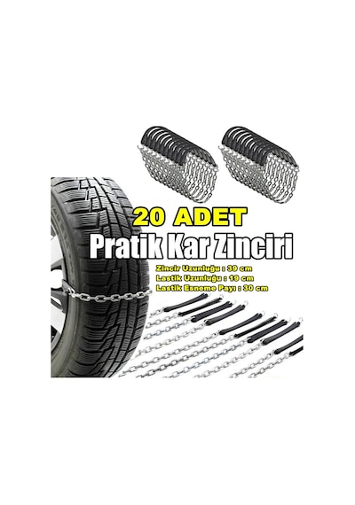 Oto Lastik Kar Zincir Tak Çıkar Pratik Zincir 20 Adet