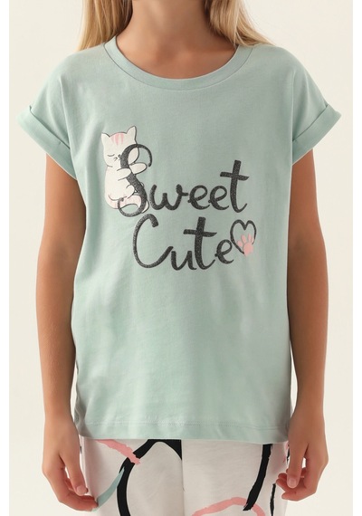 Rolypoly Sweet Yeşil Kız Çocuk Pijama Takımı 5274-42921 Su Yeşili