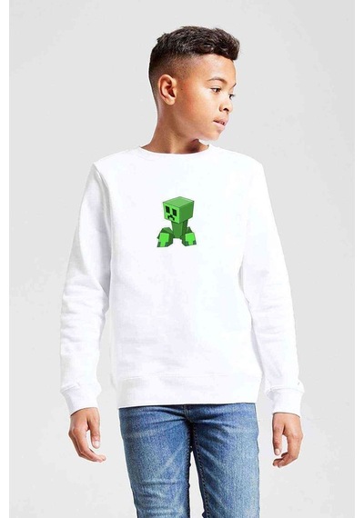 Tshirthane Minecraft Creepers Gonna Creep Siyah Çocuk Baskılı Unisex Çocuk Siyah