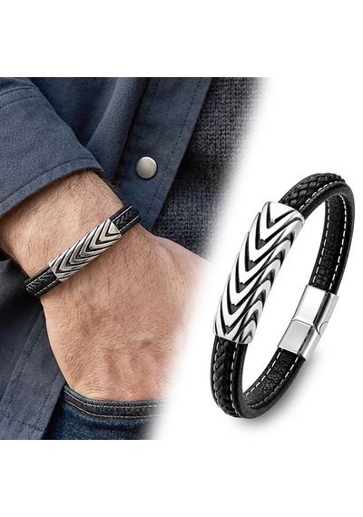 Moncuk Design Kurt Pençesi Motifli Çelik Kilitli Siyah Deri Erkek Bileklik 33511b8d7