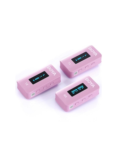 Boya BY-XM6-K2P Kablosuz İkili Yaka Mikrofonu (Pembe)