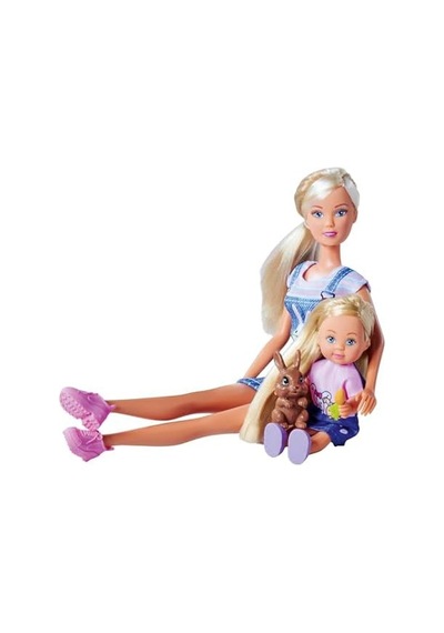 105733667, Steffi Tavşan Ailesi, Steffi & Evi, Tavşan Kafesi Ve İki Tavşan Figürü Birlikte, 12cm, 29cm