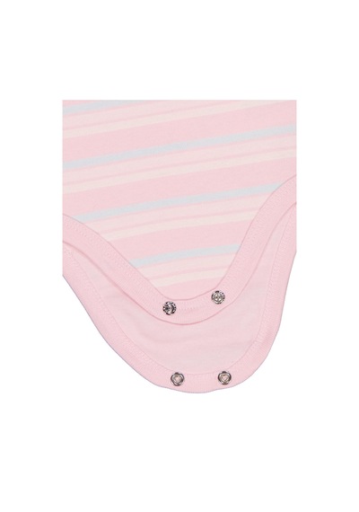 Civil Baby Çizgili Fiyonklu 1-3 Yaş Çıtçıtlı Badi - Pembe