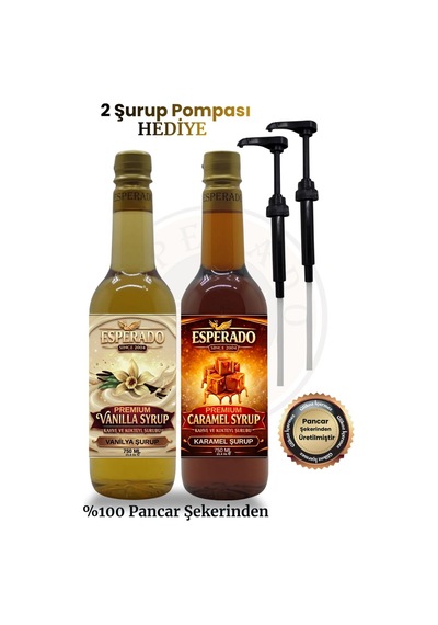 Esperado Premium Kahve Şurubu Seti 2'li 750 Ml - Vanilya Ve Karamel Aromalı