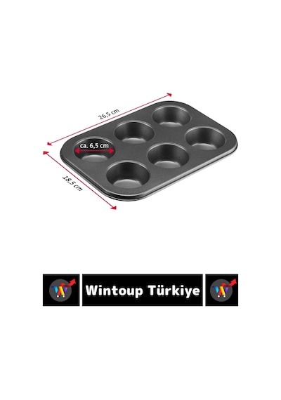 Premium Isıya Dayanıklı Yapışmaz Kolay Temizlenir Kek Brownie Cupcake 6'lı Muffin Kek Kalıbı Çok Renkli