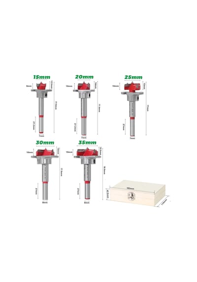 Ahşap Freze Ucu 15mm 20mm 25mm 30mm 35mm Panç Karot 5li Takım Uç
