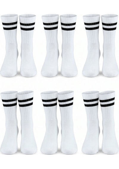6Lı Unisex Pamuklu Çizgili Spor Soket Çorap