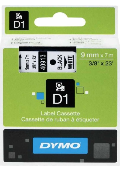 Dymo 40913 Beyaz/Siyah D1 Yedek Şerit 9 MM X 7 M