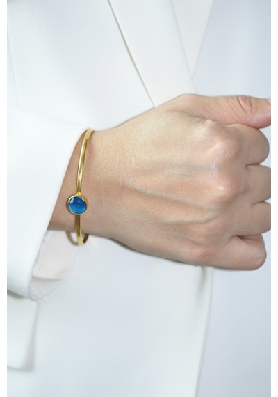 Kadir Jewellery Zirkon Taşlı Ayarlanabilir 22 Ayar Altın Kaplama Bilezik Çok Renkli