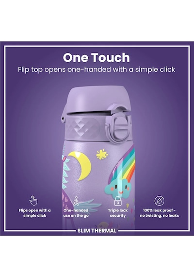 Ion8 - İnce Su Termosu - Mor Unicorn - 500 Ml - Sızdırmaz Çok Renkli