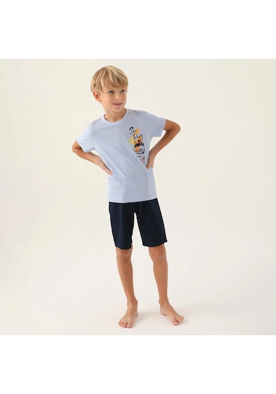 Arnetta 2989c Erkek Çocuk Bermuda Pijama Takım Mavi