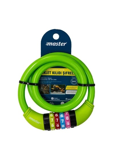 Master Bisiklet Kilidi Extra Sağlam Kilit 12 Mm X 80 Cm Karışık Renk Gönderilir Çok Renkli