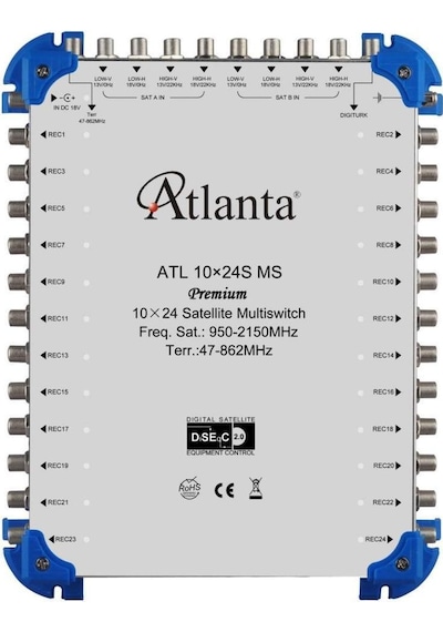 Atlanta 10/24 10x24 Santral Merkezi Sistem Multiswitch Sonlu / Karasal Aktif + Adaptör