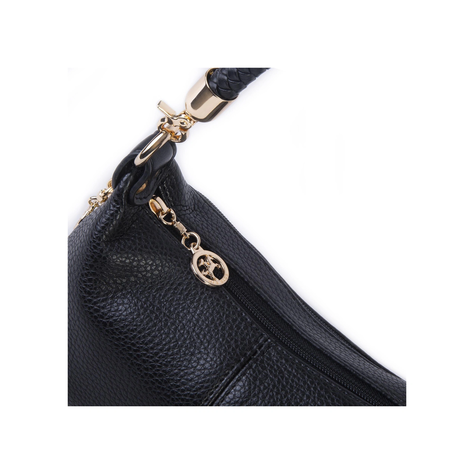Nas Bag Kadın Mini Omuz Ve Çapraz Çanta Örgülü Askılı En: 23 Cm , Boy: 14 Cm Siyah Lopez Siyah