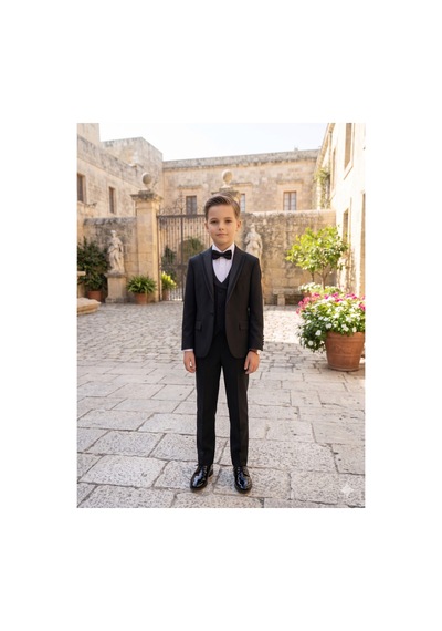 Suit Aydın Erkek Çocuk Slim Fit Premium Damatlık Smokin Takım Elbise Siyah
