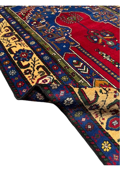 El Dokuma Sıfır Taşpınar Halısı 142x240 Lacivert Kırmızı Kök Boya %100 Yün Halı