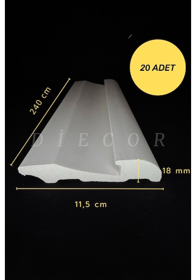 Diecor Dekoratif Boyanabilir 20 Adet 11,5 Cm Led Döşenebilen Polistren Süpürgelik Model:xa172
