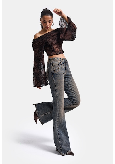 Kadın Tint 4w6-9 Flare Fit Komfort Kumaş Tasarım Denim Jean Kırmızı