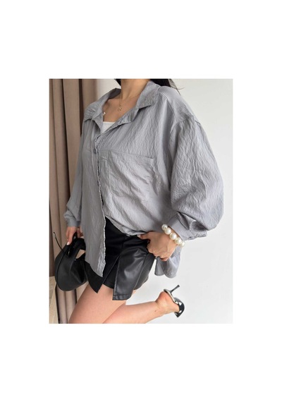 Unika Boutique Salaş Stil Gömlek Gri