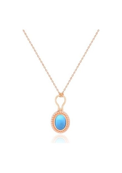 Tektaş - Pembe Altın 14 Ayar Firuze Taş Kolye N11.45677