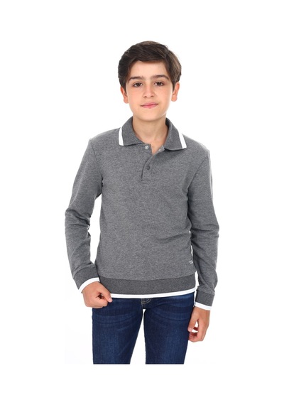 Toontoy Kids Toontoy Erkek Çocuk Regular Fit Polo Yaka Baskılı Sweatshirt - 2 İplik Antrasit Melanj Toontoy Kids Toontoy Erkek Çocuk Regular Fit Polo Yaka Baskılı Sweatshirt - 2 İplik Antrasit Melanj