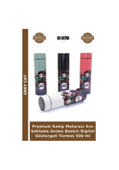 Premium Kamp Matarası Sıvı Saklama Anime Baskılı Digital Göstergeli Termos 500 Ml Diğer