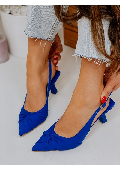 Ervanın Butiği Saks Mavi Saten Bow Fiyonk Detay Kadın Stiletto-3691